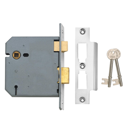 UNION 2277 3 Lever Sashlock 100mm Keyed To Differ - Satin Chrome