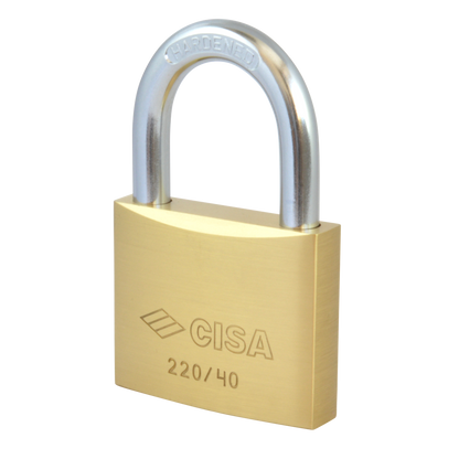 CISA 22010 KD Open Shackle Brass Padlock 40mm Keyed To Differ - Brass