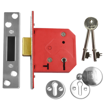 UNION 2101 5 Lever Deadlock 75mm Keyed Alike - Satin Chrome