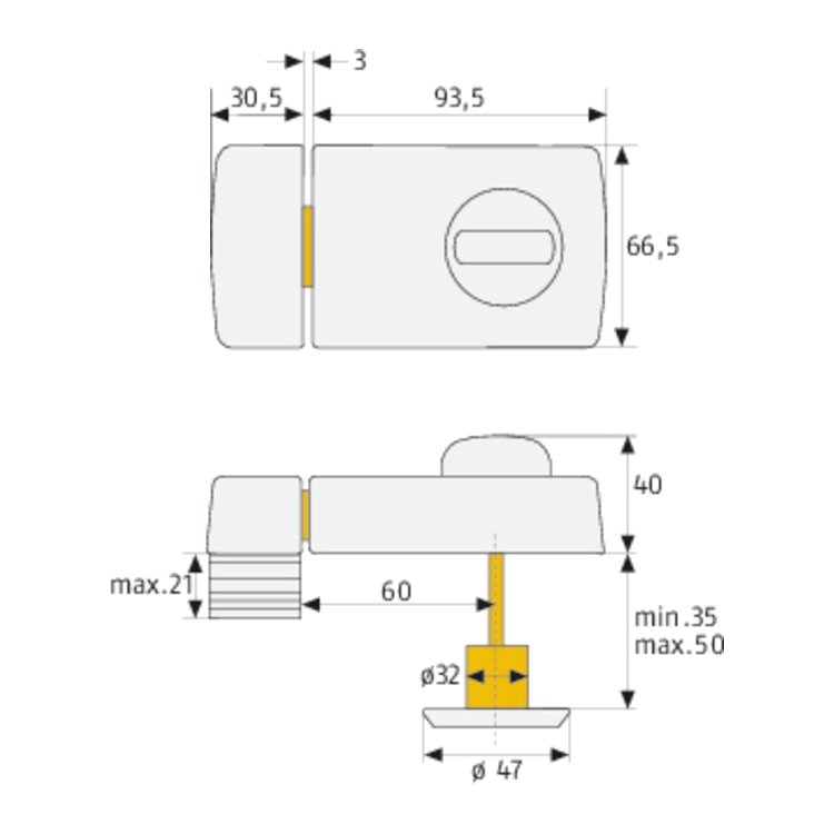 ABUS 2110 B/DFNLI Rim Deadbolt