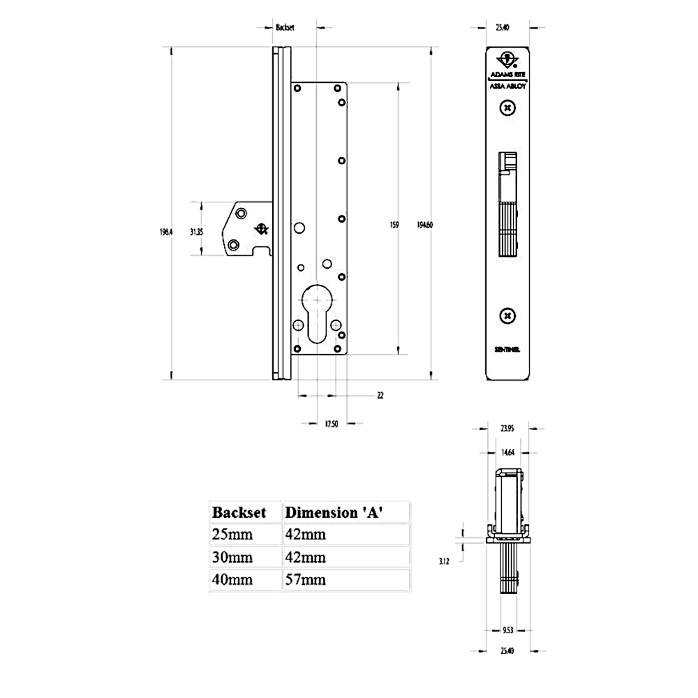 ADAMS RITE 2600 Sentinel Mortice Deadlock Case