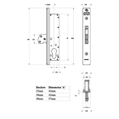 ADAMS RITE 2600 Sentinel Mortice Deadlock Case