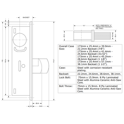 ADAMS RITE MS1850 Mortice Hooklock Case