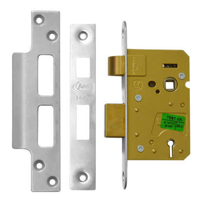 ASEC 3 Lever Sashlock 64mm Keyed To Differ Pro - Stainless Steel
