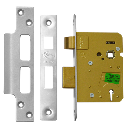 ASEC 3 Lever Sashlock 76mm Keyed To Differ Pro - Stainless Steel