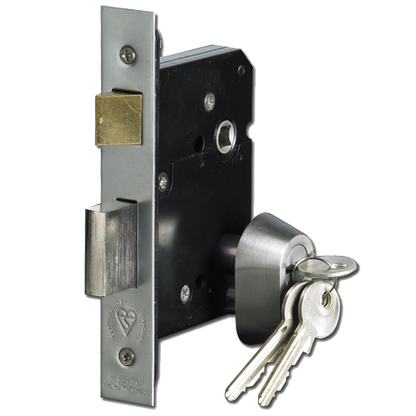 ASEC BS3621 Double Euro Mortice Sashlock 64mm Keyed To Differ - Satin Chrome