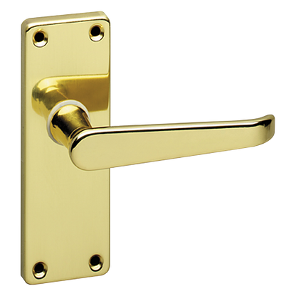ASEC URBAN Classic Victorian Short Latch Lever on Plate Door Furniture Pro - Polished Brass