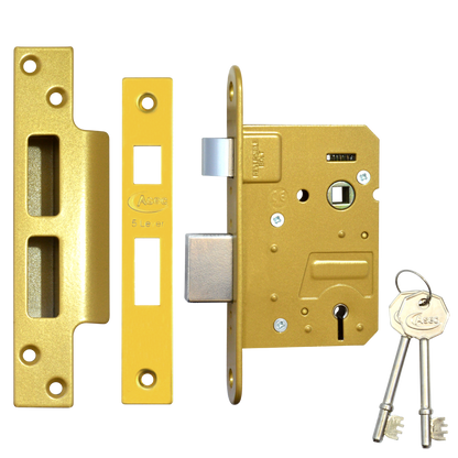 ASEC 5 Lever Sashlock 76mm Keyed To Differ Pro - Polished Brass
