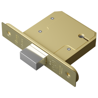 ASEC BS 5 Lever British Standard Deadlock 76mm Keyed To Differ Pro - Polished Brass
