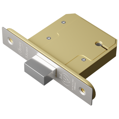 ASEC BS 5 Lever British Standard Deadlock 76mm Keyed To Differ - Stainless Steel
