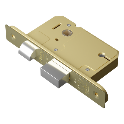 ASEC BS 5 Lever British Standard Sashlock 64mm Keyed To Differ - Polished Brass