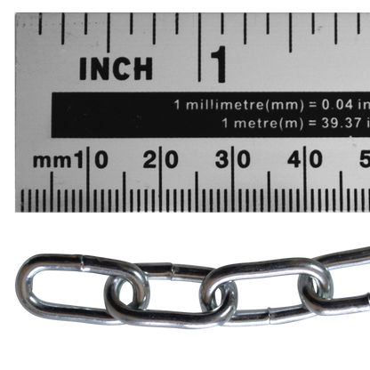 ASEC Steel Welded Chain Silver 2.5m Length 2.5mm x 14mm 2.5m - Zinc Plated