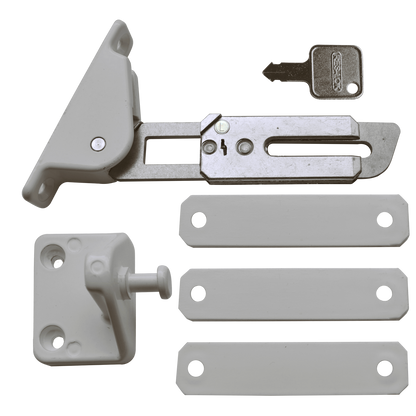 ASEC Face Fix Locking Window Restrictor Kit Left Hand - Silver & White
