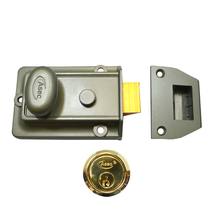ASEC Traditional Non-Deadlocking Nightlatch 60mm GRN with Cylinder Pro - Polished Brass