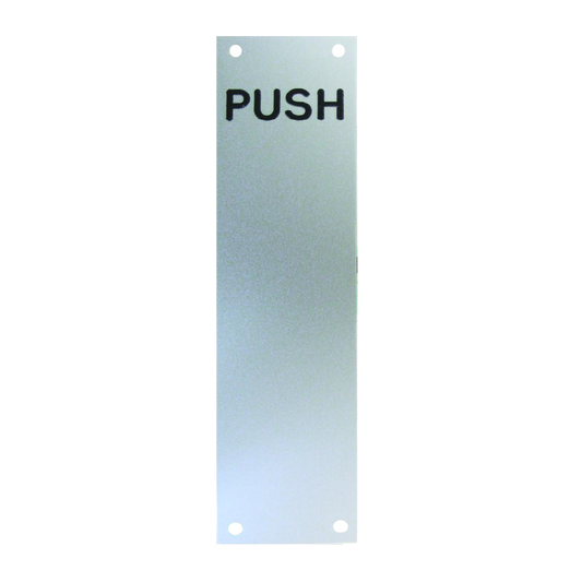 ASEC Push/Pull Screen Printed Finger Plate75mm Width x 1.2mm Depth (SSS) Satin Stainless Steel PUSH 300mm Height - Satin Stainless Steel