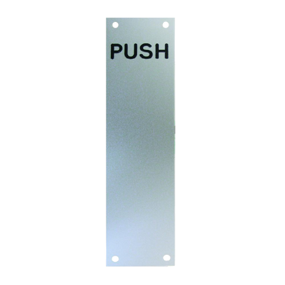 ASEC Push/Pull Engraved Finger Plate75mm Width x 1.2mm Depth (SAA) Satin Anodised Aluminium PUSH 300mm Height - Satin Anodised Aluminium