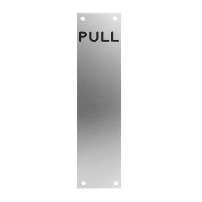 ASEC Push/Pull Engraved Finger Plate75mm Width x 1.2mm Depth (SAA) Satin Anodised Aluminium PULL 375mm Height - Satin Anodised Aluminium