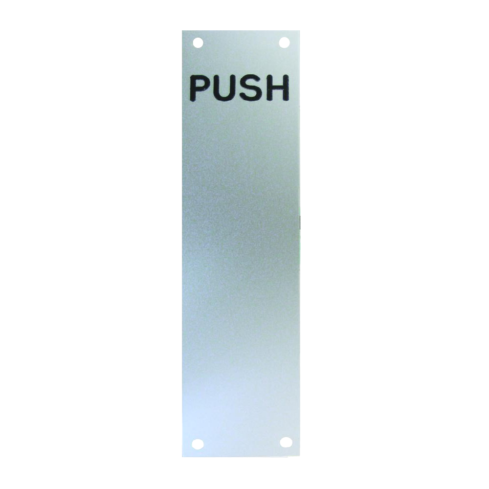 ASEC Push/Pull Engraved Finger Plate75mm Width x 1.2mm Depth (SSS) Satin Stainless Steel PUSH 375mm Height - Satin Stainless Steel