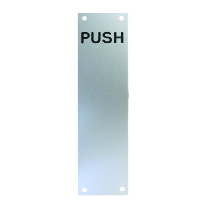 ASEC Push/Pull Engraved Finger Plate75mm Width x 1.2mm Depth (SSS) Satin Stainless Steel PUSH 375mm Height - Satin Stainless Steel