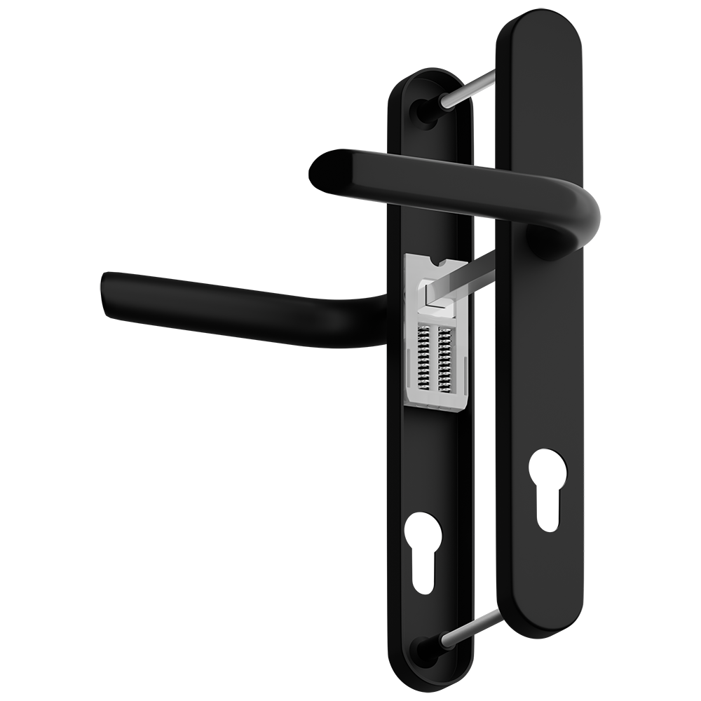 ASEC Evo Sprung Lever/Lever Multipoint Door Handles 92mm PZ 246mm Backplate 215mm Fixings Black