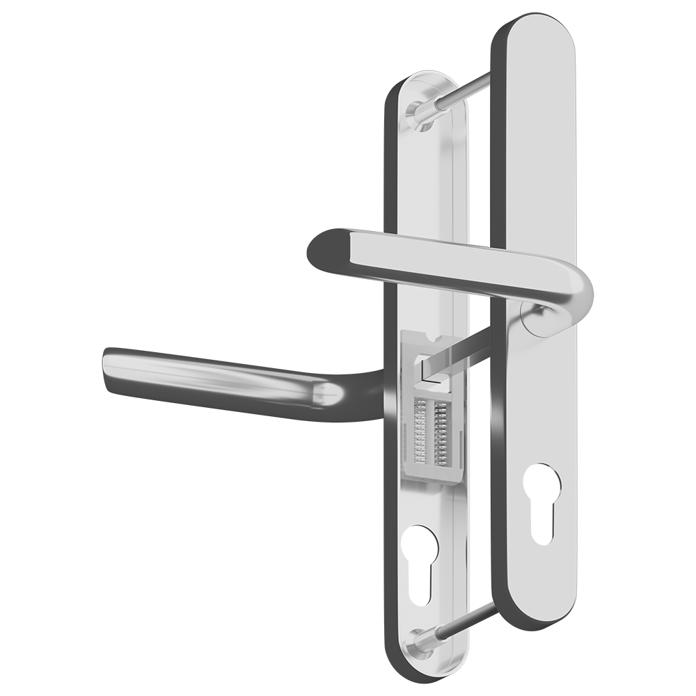 ASEC Evo Sprung Lever/Lever Multipoint Door Handles 68mm PZ 246mm Backplate 215mm Fixings Polished Chrome