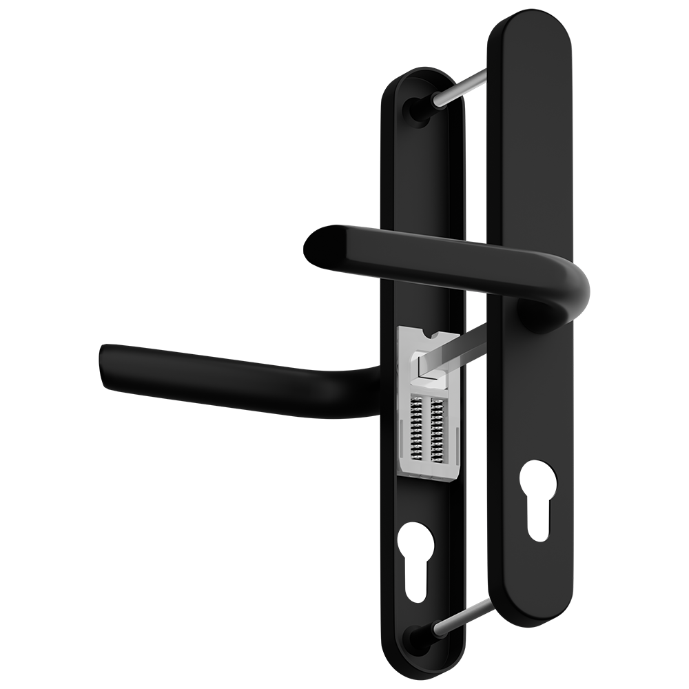 ASEC Evo Sprung Lever/Lever Multipoint Door Handles 68mm PZ 246mm Backplate 215mm Fixings Black