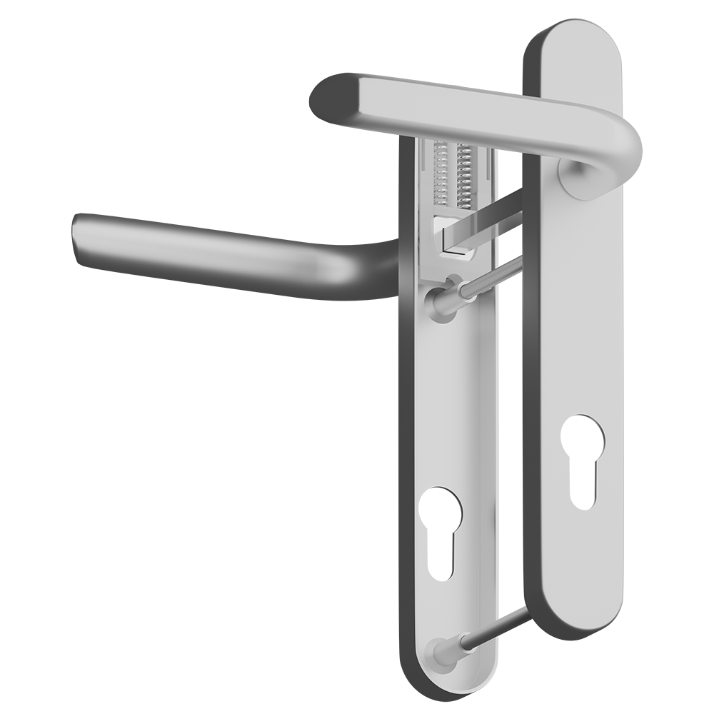 ASEC Evo Sprung Lever/Lever Multipoint Door Handles 92mm PZ 212mm Backplate 122mm Fixings Silver