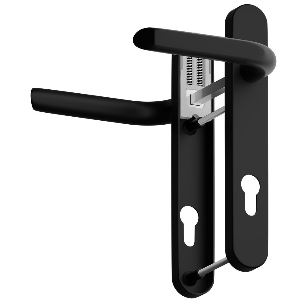 ASEC Evo Sprung Lever/Lever Multipoint Door Handles 92mm PZ 212mm Backplate 122mm Fixings Black