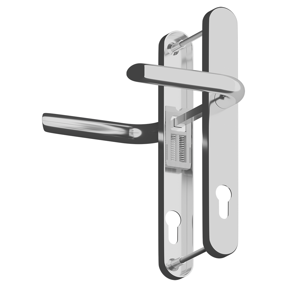 ASEC Evo Sprung Lever/Lever Multipoint Door Handles 92mm PZ 242mm Backplate 210mm Fixings Polished Chrome