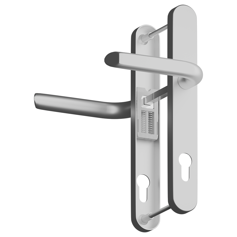 ASEC Evo Sprung Lever/Lever Multipoint Door Handles 92mm PZ 242mm Backplate 210mm Fixings Silver