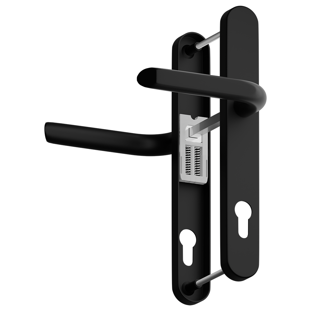 ASEC Evo Sprung Lever/Lever Multipoint Door Handles 92mm PZ 242mm Backplate 210mm Fixings Black
