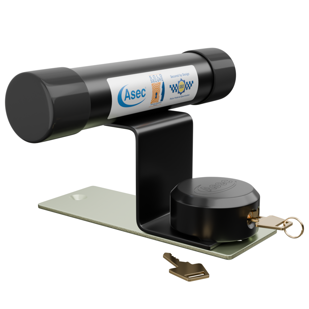 ASEC Garage Door Defender With Black Padlock Black