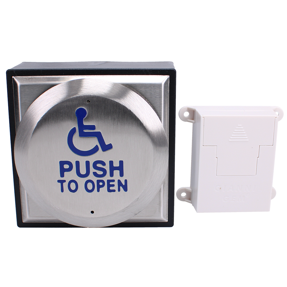 ASEC Wireless Exit Button Large Surface Disabled Logo Disabled Logo Exit Button - Stainless Steel