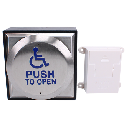 ASEC Wireless Exit Button Large Surface Disabled Logo Disabled Logo Exit Button - Stainless Steel
