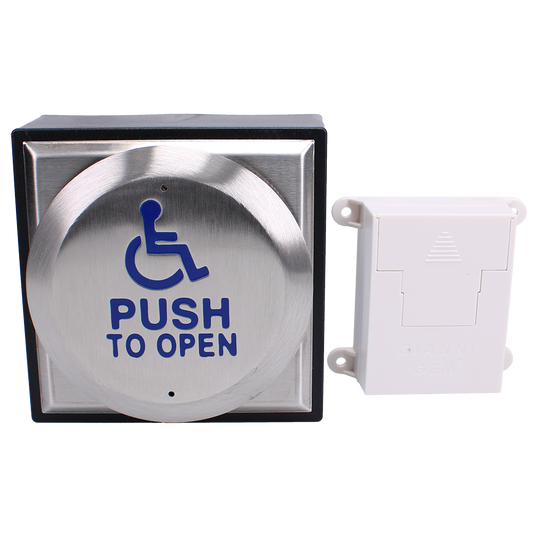 ASEC Wireless Exit Button Large Surface Disabled Logo Disabled Logo Exit Button - Stainless Steel