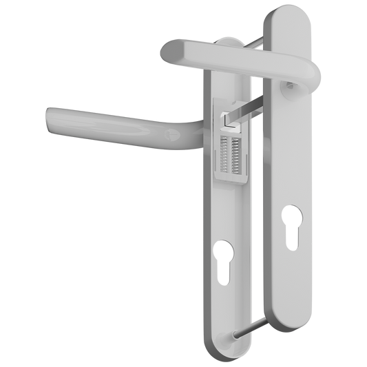 ASEC Evo Sprung Lever/Lever Multipoint Door Handles 117mm PZ 267mm Backplate 237mm Fixings To Suit Millenco White