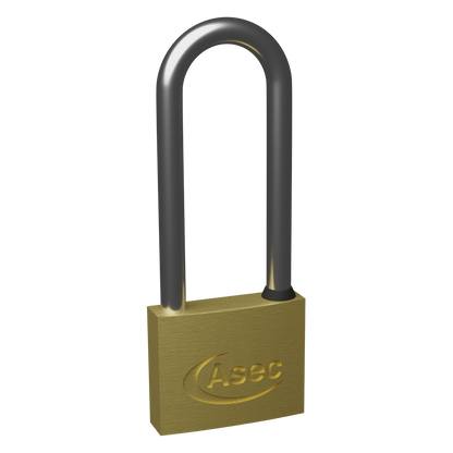 ASEC KD Long Shackle Brass Padlock 50mm Keyed To Differ Pro