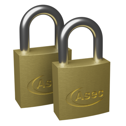 ASEC KA Open Shackle Brass Padlock 20mm Keyed Alike Pair Pro