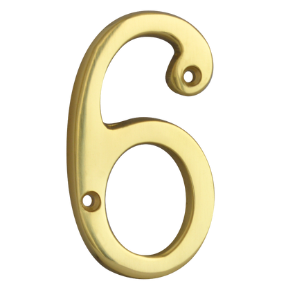 ASEC Metal Numerals 76mm 6 Pro - Polished Brass