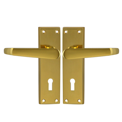 ASEC Victorian Plate Mounted Lever Furniture Lever Lock Pro - Polished Brass