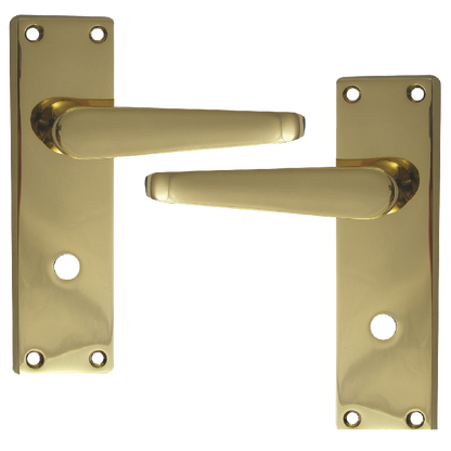 ASEC Victorian Plate Mounted Bathroom Lever Furniture Pro - Polished Brass