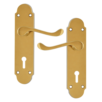 ASEC Oakley Plate Mounted Lever Furniture Lever Lock Pro - Polished Brass