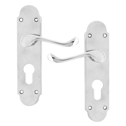 ASEC Oakley Plate Mounted Lever Furniture Euro Lever Lock Pro - Chrome Plated