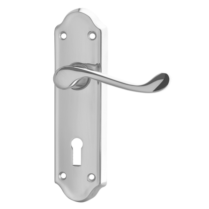 ASEC Ashstead Plate Mounted Lever Furniture Long Plate Lever Lock Pro - Chrome Plated