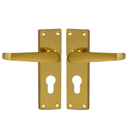 ASEC Victorian Plate Mounted Lever Furniture Euro Lever Lock - Polished Brass