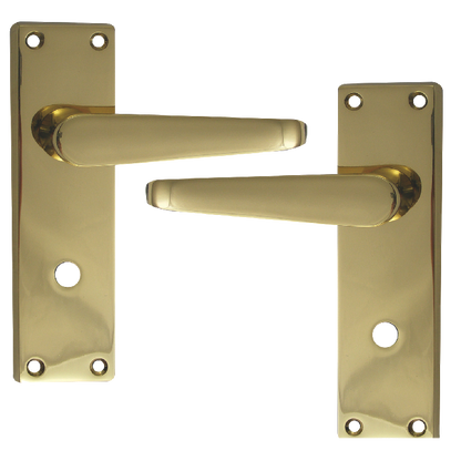 ASEC Victorian Plate Mounted Bathroom Lever Furniture Polished Brass