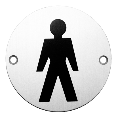 ASEC Aluminium Metal Toilet Door Sign 76mm Male - Satin Anodised Aluminium