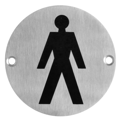 ASEC Stainless Steel Metal Toilet Door Sign 76mm SSS Male - Stainless Steel