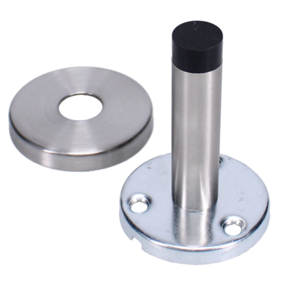 ASEC Wall Door Stop With Rose SS Wall Stop - Satin Stainless Steel