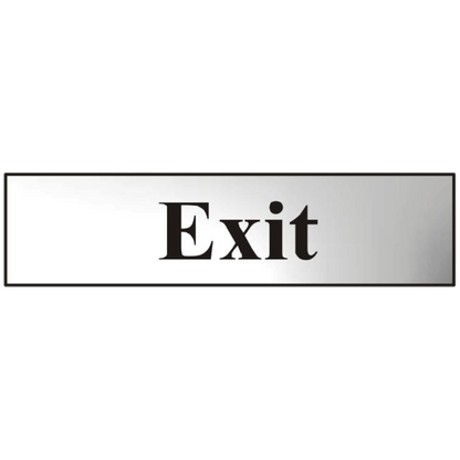 ASEC Exit 200mm x 50mm Chrome Self Adhesive Sign 1 Per Sheet - Chrome Plated